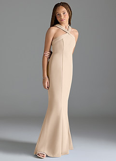 Azazie Rue Junior White Alabaster Mermaid Side Slit Chiffon Dress image3