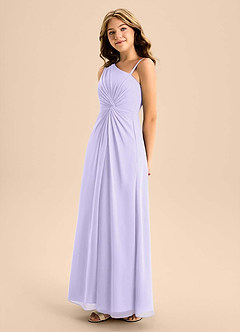 Azazie Brooke Junior Lilac A-Line Side Slit Chiffon Dress image6
