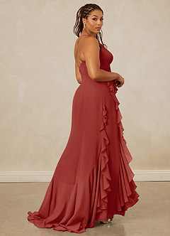 Christian Siriano Bridal for Azazie 1006 Bridesmaid Dresses Terracotta Mermaid Ruched Chiffon Dress image9