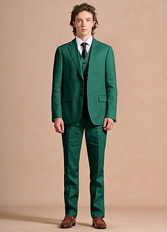 front Harrison Smaragd 3-teiliger Anzug aus 100 % Leinen