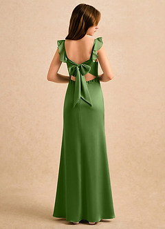 Azazie Novalie Girls Formal Flower Girl Dresses Basil Mermaid Bow Stretch Satin Dress image1
