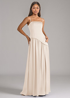 Azazie Adeline Robes de demoiselle d'honneur Robe Trapèze Convertible en Satin extensible Sans bretelle Albâtre Blanc image7