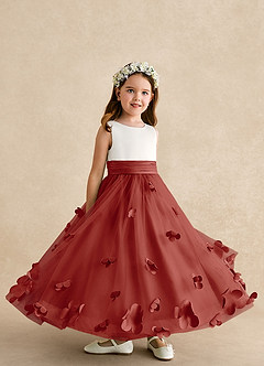 Azazie Vi Flower Girl Dresses Terracotta A-Line Sleeveless Tulle Dress image8