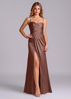 Azazie Sabrine Sprzedaż ostateczna Linia A Dekolt w kształcie serca Satyna elastyczna Do ziemi Sukienka image5