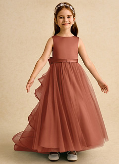 Azazie Lior Abiti da Ragazza di Fiori Abito Principessa in Tulle Plissettato Auburn image6