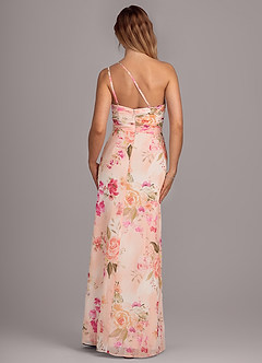 Azazie Eren Bridesmaid Dresses Abstract Bouquet Floral Sheath One Shoulder Chiffon Dress image2