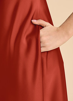 Azazie Sissy Junior Rust A-Line Off the Shoulder Stretch Satin Dress image7