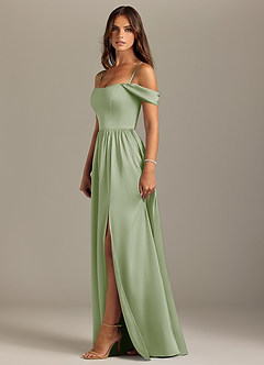 Azazie Calianna Vestidos de damas de honor Vestido de Salvia Polvorienta de Satén Elástico de Corte en A Convertible con Vestidos sin tirantes image6