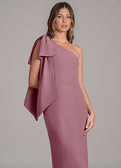 Azazie Capri Bridesmaid Dresses Vintage Mauve A-Line One Shoulder Chiffon Dress image7