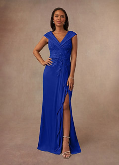 Azazie Calathea Mother of the Bride Dresses Royal Blue A-Line Lace Dress image1
