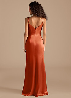 Azazie Deandra Bridesmaid Dresses Paprika Mermaid Pleated Metallic Satin Dress image5