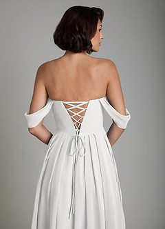 Azazie Loisa Bridesmaid Dresses White A-Line Corset Chiffon Convertible Dress image4