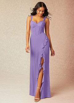 Azazie Camellia Final Sale Tahiti Sheath Lace Chiffon Dress image1