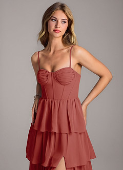 Azazie Alanna Bridesmaid Dresses Terracotta A-Line Sweetheart Neckline Chiffon Dress image2