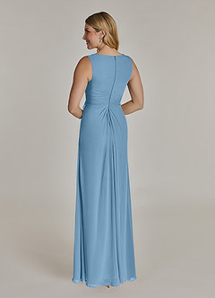 Azazie Manuella Mother of the Bride Dresses Steel Blue A-Line V-Neck Pleated Chiffon Dress image6
