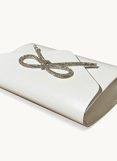 front Bolso clutch con diamantes de imitación y decoración de lazo