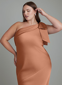 Azazie Yuanna Abiti da Damigella Abito Sirena in Raso Elasticizzato Monospalla Bronzo image10
