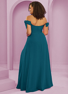 Barbie ♥ Azazie Brautjungfernkleider Wandelbar A-Linie Schulterfrei Chiffon Kleid Tintenblau image8