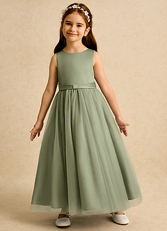 Azazie Lior Robe Demoiselle D'honneur Fillette Robe Princesse en Tulle Plissée Pistache image4