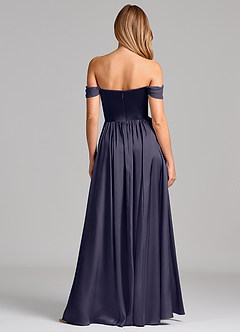 Azazie Raisa Bridesmaid Dresses Stormy A-Line Off the Shoulder Stretch Satin Dress image5