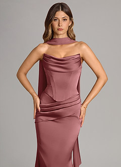 Azazie Sorrel Vestidos de damas de honor Vestido de Amatista de Satén Elástico de Corte Sirena Convertible con Sin tirantes image5