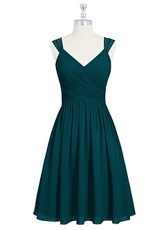 Azazie Angie Bridesmaid Dresses Pine A-Line Corset Chiffon Dress image7