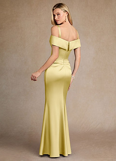 Azazie Laredo Abiti per la Madre della Sposa Abito Sirena in Raso Elasticizzato a Spalla Scoperta Sorbetto Al Limone image4