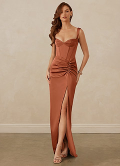 Christian Siriano Bridal for Azazie 1017 Brautjungfernkleider Etui Herzausschnitt Stretch-Satin Kleid Zedernrose image1