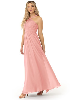 Azazie Kielle Final Sale Dusty Rose A-Line Pleated Chiffon Dress image3