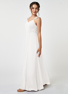 Azazie Emily Junior Vestido de Blanco de Gasa de Corte en A con Volante image3