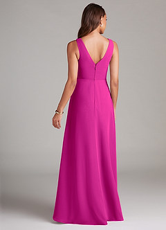 Azazie Nelly Bridesmaid Dresses Fuchsia A-Line Pleated Chiffon Dress image5