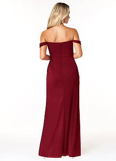 Azazie Tessa Robes de demoiselle d'honneur Robe Fourreau Convertible en Maille Schulterfreier Schatz Bourgogne image6