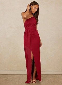 Christian Siriano Bridal for Azazie 1003 Bridesmaid Dresses Scarlet Sheath One Shoulder Chiffon Dress image3