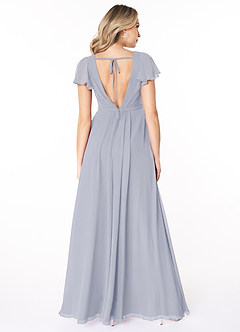 Azazie Reverie Bridesmaid Dresses A-Line V-Neck Ruched Chiffon Floor-Length Dress image2