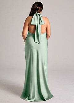 Azazie Velli Abiti da Damigella Abito Sirena in Raso Elasticizzato Collo Alto Agave image9