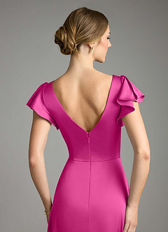 Azazie Omari Bridesmaid Dresses Fuchsia A-Line Stretch Satin Dress image7