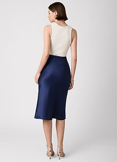 front Anjani 100% Washable Silk Midi Skirt