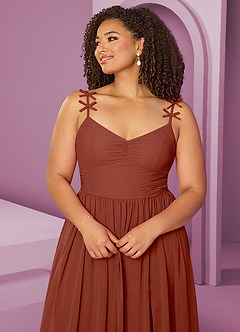 Barbie ♥ Azazie Bridesmaid Dresses Auburn A-Line Pleated Chiffon Dress image13