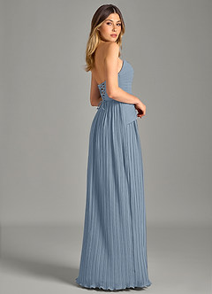 Azazie Becka Bridesmaid Dresses Dusty Blue A-Line Strapless Chiffon Dress image5