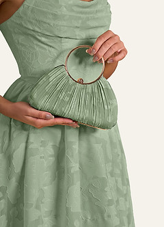 front 매칭 컬러 플로럴 번아웃 플리츠 핸드백