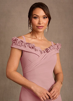 Azazie Jettie Abiti per la Madre della Sposa Abito Tubino in Chiffon Plissettato Rosa Polverosa image4
