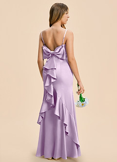 Azazie Lioren Junior Frosted Lilac Sheath Bow Stretch Satin Dress image1