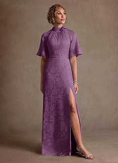 Azazie Hypatia Suknie dla Matki Panny Młodej Osłona Pofałdowany Kwiatowe wypalenie Długość podłogi Sukienka image5