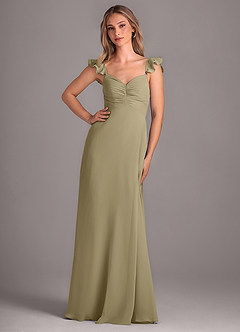 Azazie Kaylyn Robes de demoiselle d'honneur Robe Trapèze en Mousseline de soie Rayé Vert Mousse image1