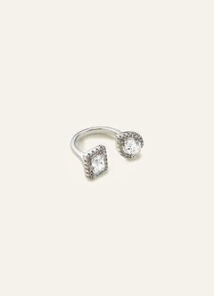 front Open Toi et Moi Pavé Halo Crystal Ring