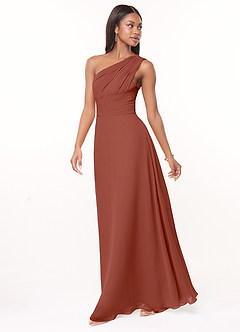 Azazie Ashley Bridesmaid Dresses Auburn A-Line Ruched Chiffon Dress image4