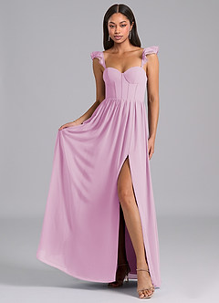Azazie Denisse Bridesmaid Dresses Candy Pink A-Line Ruched Chiffon Dress image4