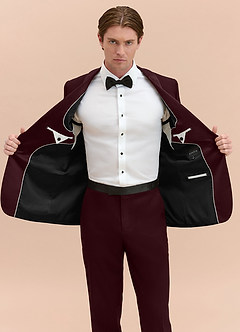 front Winston Burgundy Shawl Lapel Tuxedo Jacket