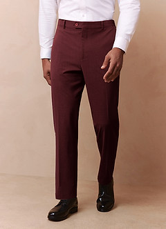 front Savile Burgundy Wool Blend Dress Pants