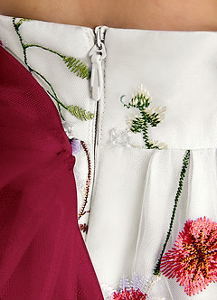 Azazie Peppa Blumenmädchenkleider A-Linie Herzausschnitt Tüll Kleid Elfenbein Burgund image7